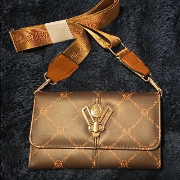 Valentino Orlandi Handbags - Valentino Orlandi Brown Logo Crossbody Bag with Detachable Strap